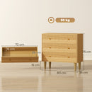 HOMCOM Chest of Drawers, 3 Drawer Dresser Steel Legs and Wooden Top, Oak