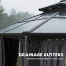 Outsunny 2.5x2.5 m Hardtop Gazebo Canopy w/ Drainage Gutters, Garden Gazebo