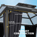 Outsunny 2.5x2.5 m Hardtop Gazebo Canopy w/ Drainage Gutters, Garden Gazebo