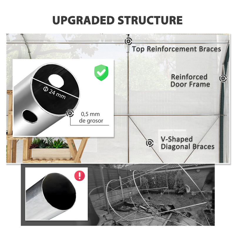 Outsunny Walk-in Tunnel Greenhouse, Upgraded Structure, Mesh Door & Windows