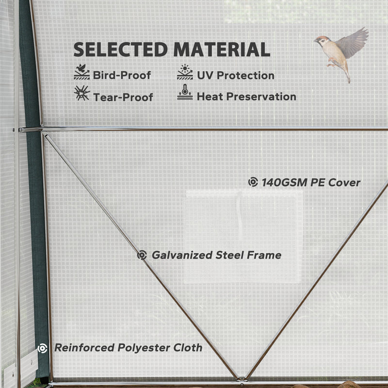 Outsunny Walk-in Tunnel Greenhouse, Upgraded Structure, Mesh Door & Windows