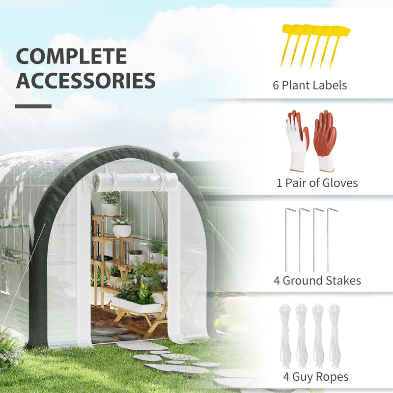 Outsunny Walk-in Tunnel Greenhouse, Upgraded Structure, Mesh Door & Windows