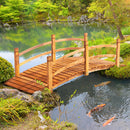 Outsunny Wooden Garden Bridge with Safety Railings, Classic Arc Footbridge