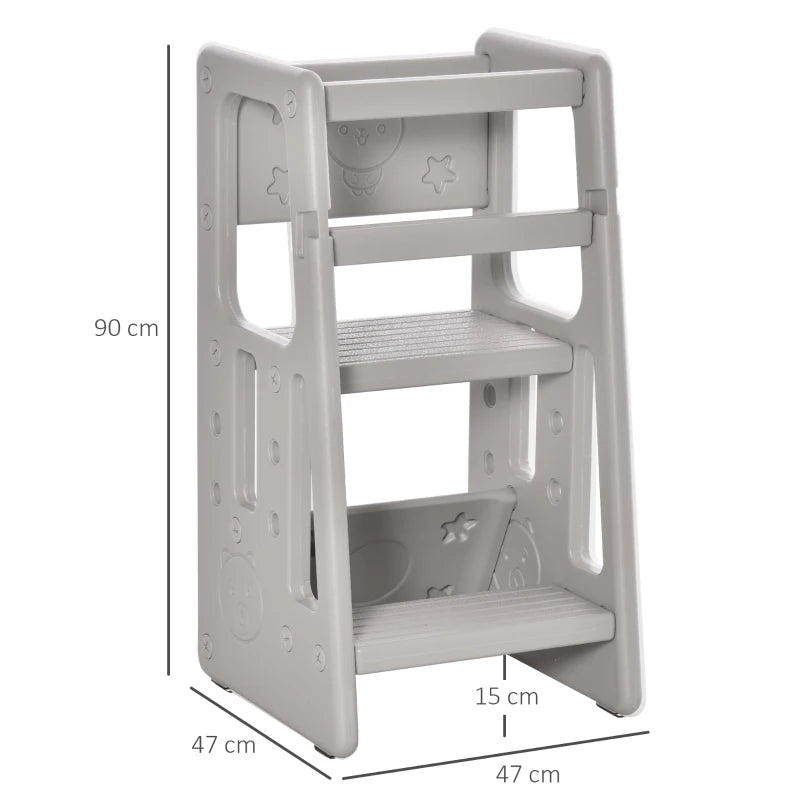 HOMCOM Kids Plastic Step Stool -  Grey