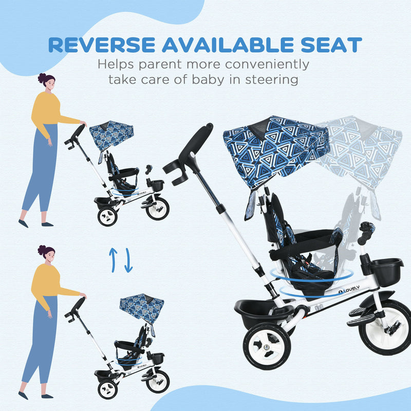 HOMCOM 6 In 1 Trike For Toddler 1-5 Years With Parent Handle