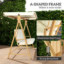 Outsunny 3 Seater Garden Swing Seat With Adjustable Canopy And Cushion