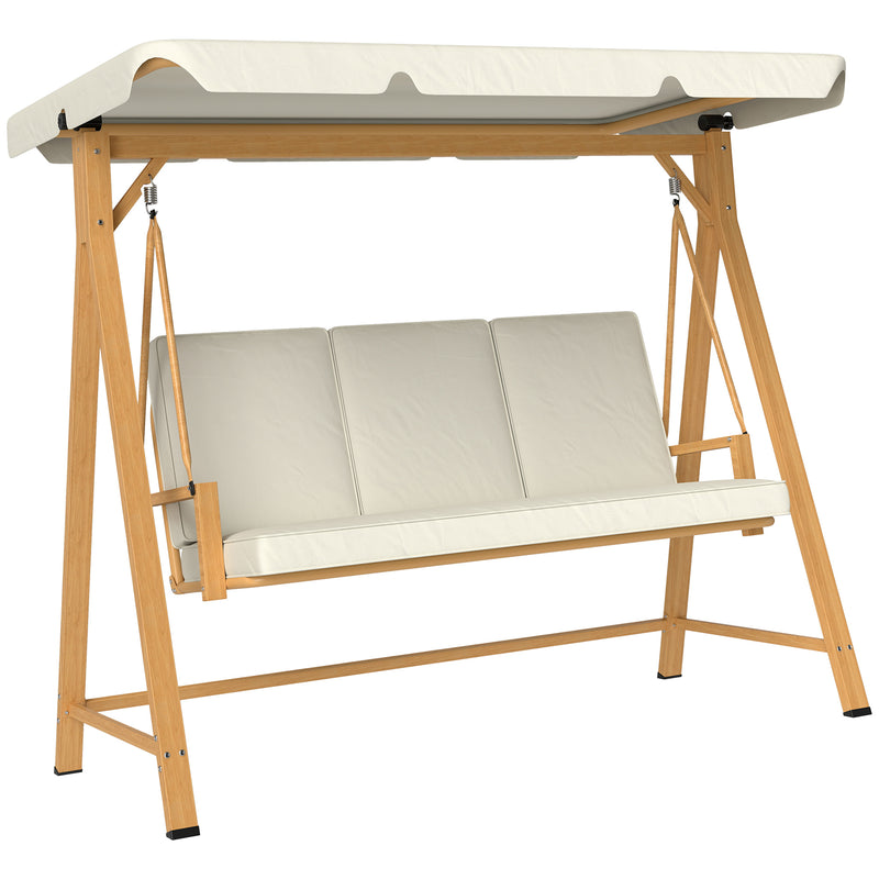Outsunny 3 Seater Garden Swing Seat With Adjustable Canopy And Cushion