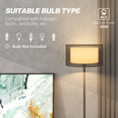 HOMCOM Modern Standing Lamp with Double Layer Shade & Foot Switch, Black