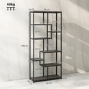 HOMCOM Industrial Bookcase 7-Tier Bookshelf Shelving Unit Grey Black