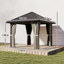 Outsunny 3 X 3(m) Metal Hardtop Gazebo With Netting And Curtains, Black