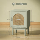 HOMCOM Boho Bedside Table with Rattan Door and Adjustable Shelf