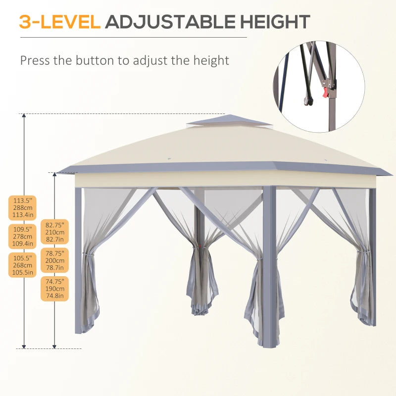 Outsunny Pop Up Gazebo 330L x 330W x 288Hcm - Beige