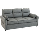 HOMCOM 3 Seater Sofa, Faux Leather Couch with Thicken Cushion, Grey