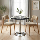 HOMCOM Round Bar Table, Dining Table With Tempered Glass Top And Steel Frame