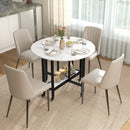 HOMCOM Folding Dining Table, Drop Leaf Table With Open Shelf, White Marble