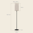 HOMCOM Standing Floor Lamp with Linen Shade for Living Room, Bedroom, Black