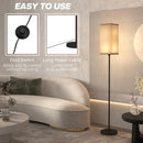 HOMCOM Standing Floor Lamp with Linen Shade for Living Room, Bedroom, Black
