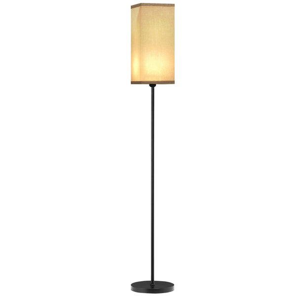 HOMCOM Standing Floor Lamp With Linen Shade For Living Room, Bedroom, Black