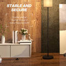 HOMCOM Standing Floor Lamp with Linen Shade for Living Room, Bedroom, Black