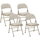 HOMCOM 4 Pack Linen-Look Padded Folding Chairs with Cushioned Seat Beige