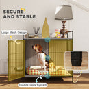 PawHut Dog Crate Furniture with Rotating Bowl Holder for Medium Dogs, Grey