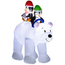 Outsunny 6.4FT Christmas Inflatable Two Penguins Riding On Polar Bear