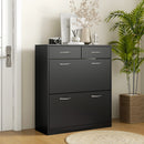 HOMCOM Slim Shoe Cabinet with 2 Flip Drawers for 12 Pairs of Shoes Black