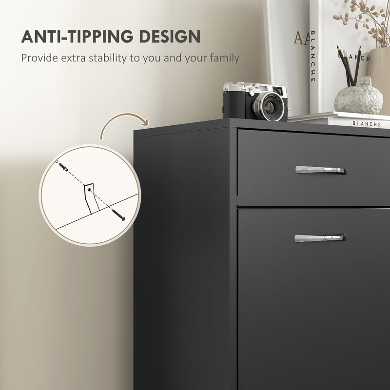 HOMCOM Slim Shoe Cabinet with 2 Flip Drawers for 12 Pairs of Shoes Black