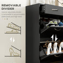 HOMCOM Slim Shoe Cabinet with 2 Flip Drawers for 12 Pairs of Shoes Black