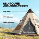 Outsunny 6-7 Person Large Family Party Camping Tent W/ Carrying Bag, Khaki