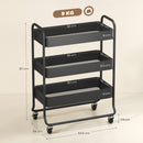 HOMCOM 3-Tier Storage Trolley, Storage Cart With Mesh Backets, Wheels