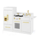 Toddler Wooden Pretend Toy Kitchen Playset with Refrigerator Stove Sink-White