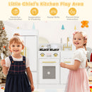 Toddler Wooden Pretend Toy Kitchen Playset with Refrigerator Stove Sink-White