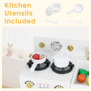 Toddler Wooden Pretend Toy Kitchen Playset with Refrigerator Stove Sink-White