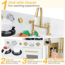 Toddler Wooden Pretend Toy Kitchen Playset with Refrigerator Stove Sink-White