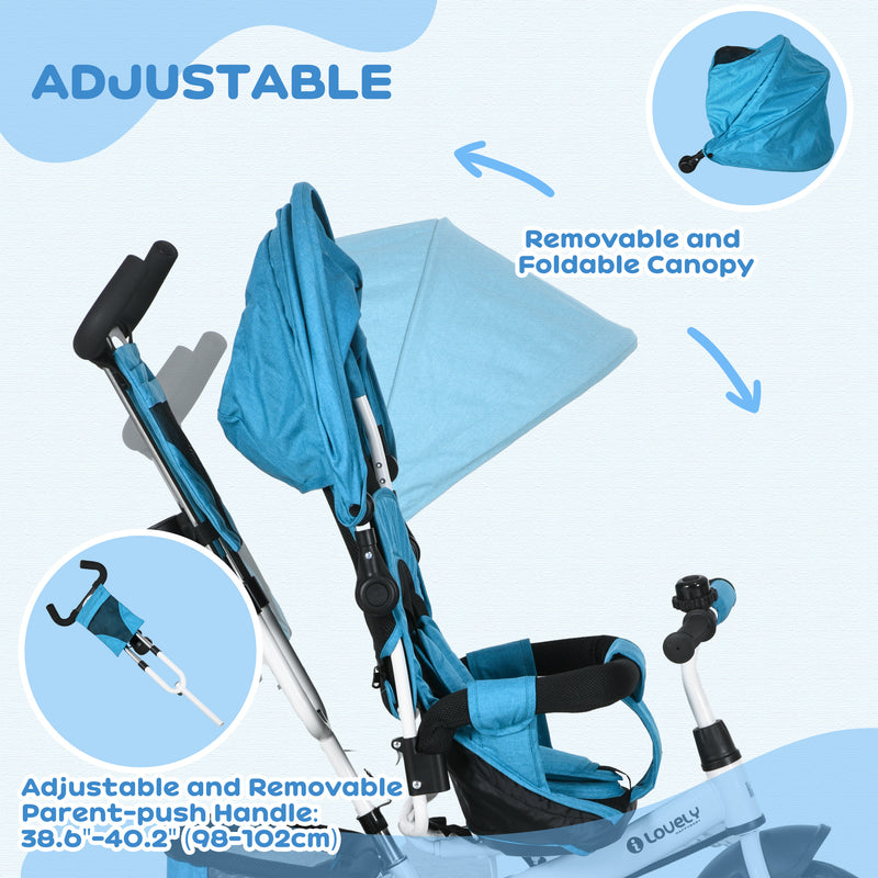 HOMCOM 6 In 1 Kids Trike, Stroller With Parent Handle