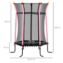 HOMCOM 5.4FT Kids Trampoline With Enclosure Indoor Outdoor, Pink