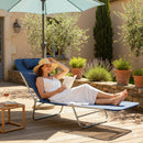 Outsunny Adjustable Sun Bed Garden Lounger Recliner Relaxing Camping Blue