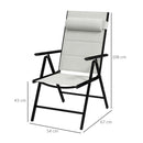 Outsunny 2 PCS Outdoor Folding Chairs, Dining Chairs w/ Padded Filling, Grey
