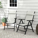 Outsunny 2 PCS Outdoor Folding Chairs, Dining Chairs w/ Padded Filling, Grey