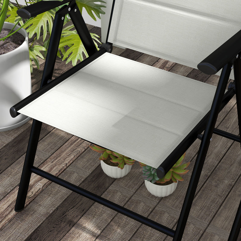 Outsunny 2 PCS Outdoor Folding Chairs, Dining Chairs w/ Padded Filling, Grey