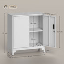 HOMCOM Lockable Metal Filing Cabinet, 2-Tier Storage Cupboard, White