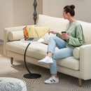 HOMCOM C Shaped Side Table, Round Bedside Table w/ Marble Effect Top, White