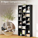 HOMCOM Tall Bookshelf with 21 Compartments and 10 Adjustable Shelves, Black