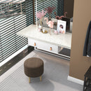 HOMCOM Storage Ottoman, Round Stool Chair With Cushioned Top, Brown