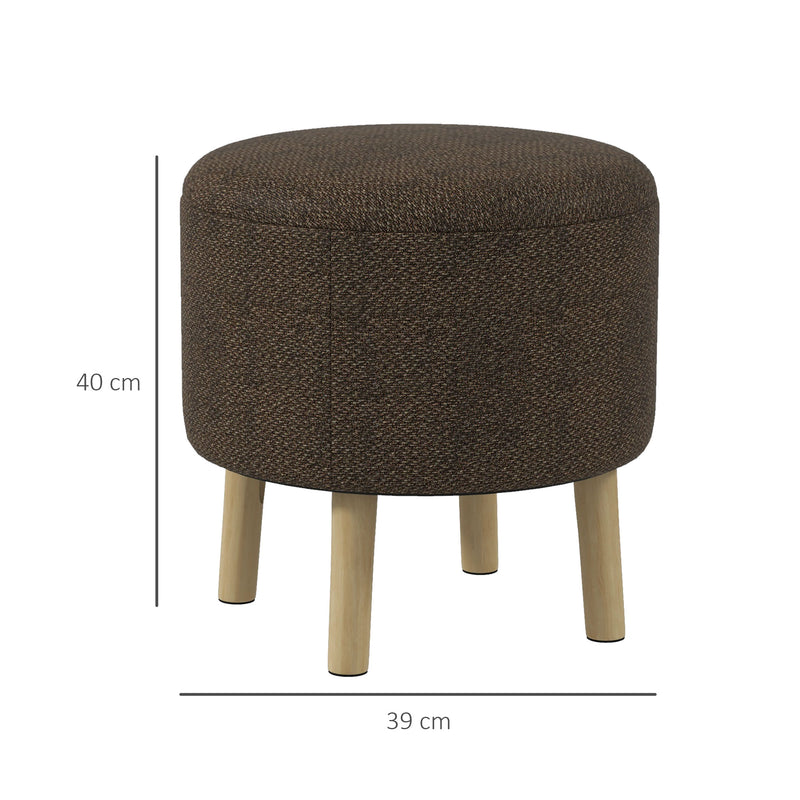 HOMCOM Storage Ottoman, Round Stool Chair with Cushioned Top, Brown