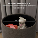 HOMCOM Storage Ottoman, Round Stool Chair With Cushioned Top, Brown