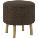 HOMCOM Storage Ottoman, Round Stool Chair With Cushioned Top, Brown