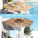 Outsunny 2.8 m Garden Parasol Umbrella with Light, Patio Umbrella, Khaki