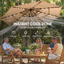 Outsunny 2.8 m Garden Parasol Umbrella with Light, Patio Umbrella, Khaki